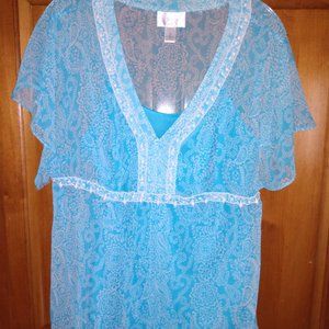 Ann Taylor Loft blouse, size 10, aqua blue